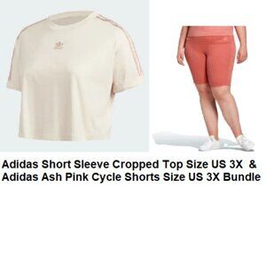 Adidas Cotton Short Sleeve Crop Top US 3X Adidas Ash Pink Cycle Shorts 3X Bundle